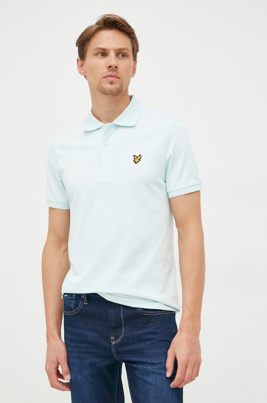 

Тениска с яка Lyle & Scott с изчистен дизайн, Син