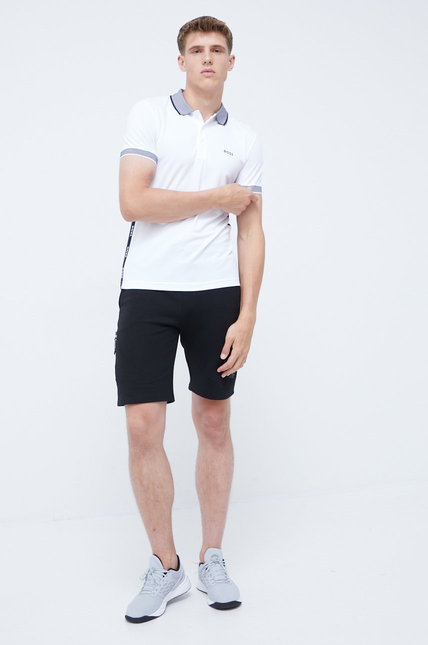 

Поло BOSS Boss Athleisure мужское цвет белый с аппликацией