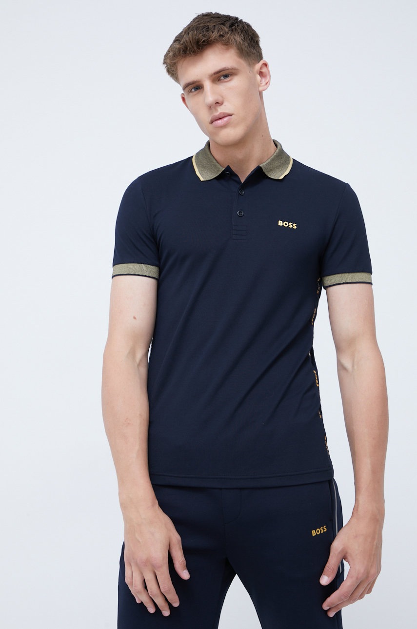 

Поло BOSS Boss Athleisure мужское цвет синий с аппликацией