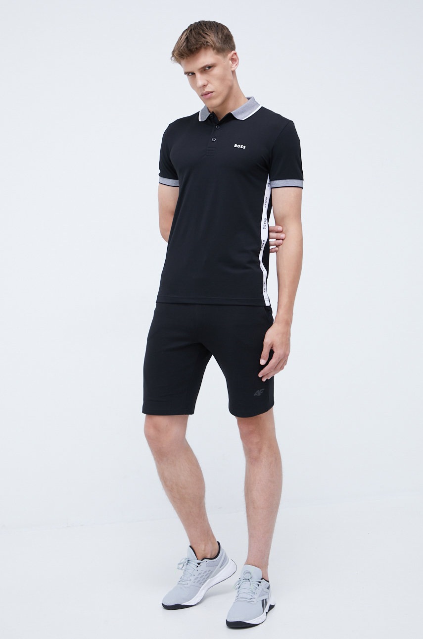 

Поло BOSS Boss Athleisure мужское цвет чёрный с аппликацией