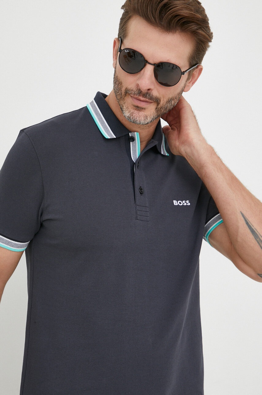 BOSS polo de bumbac BOSS ATHLEISURE culoarea albastru marin