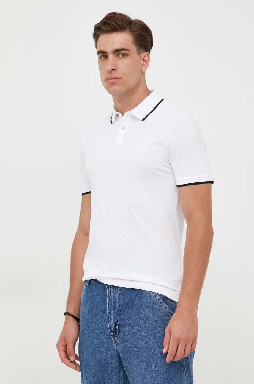 Boss Tricou Polo Boss Casual Barbati, Culoarea Alb, Neted