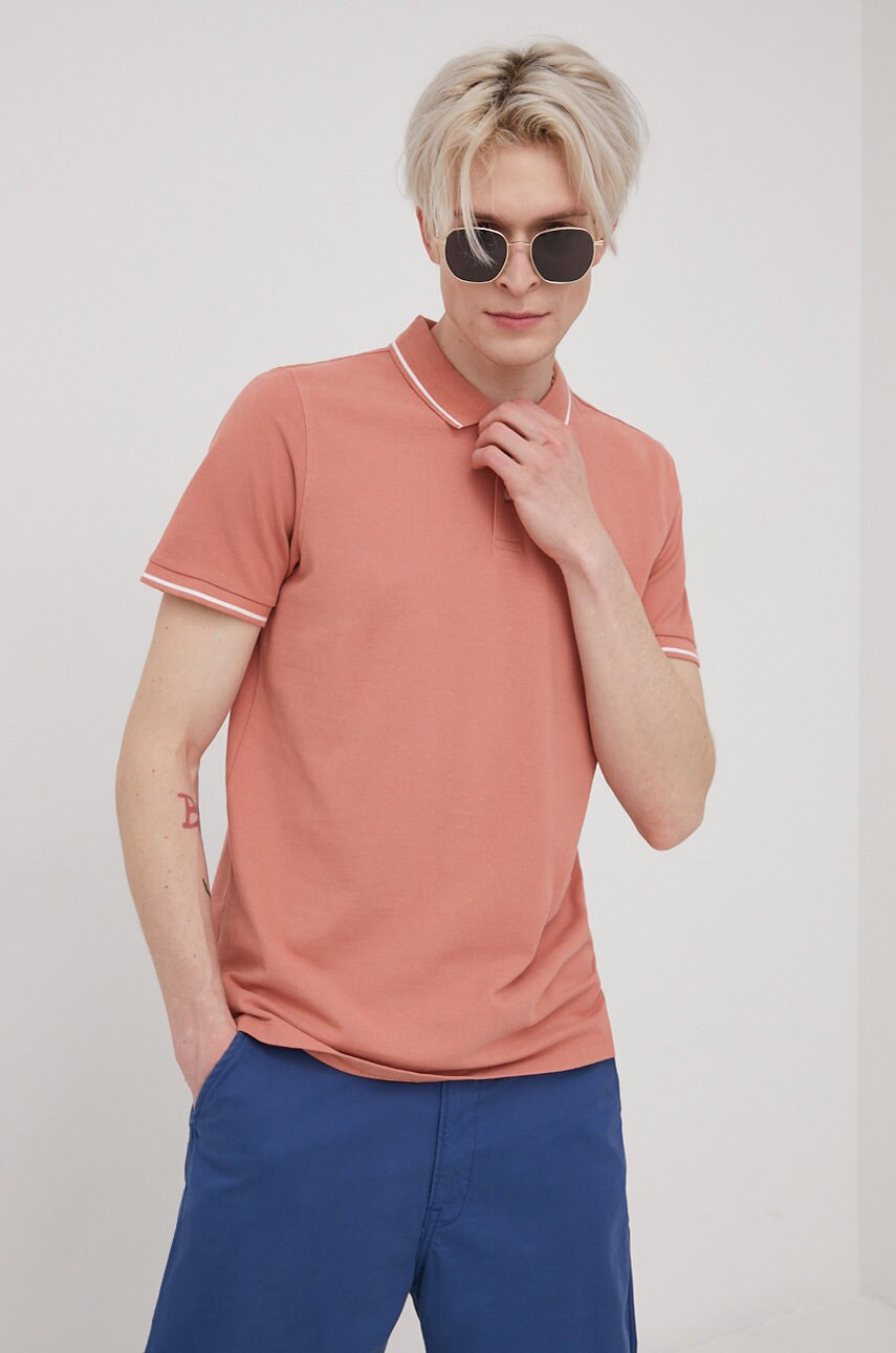 Lee polo de bumbac culoarea portocaliu, cu imprimeu
