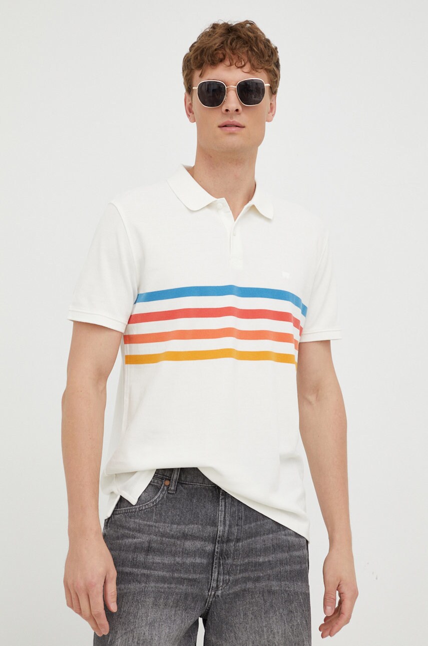 Wrangler polo de bumbac culoarea alb, modelator
