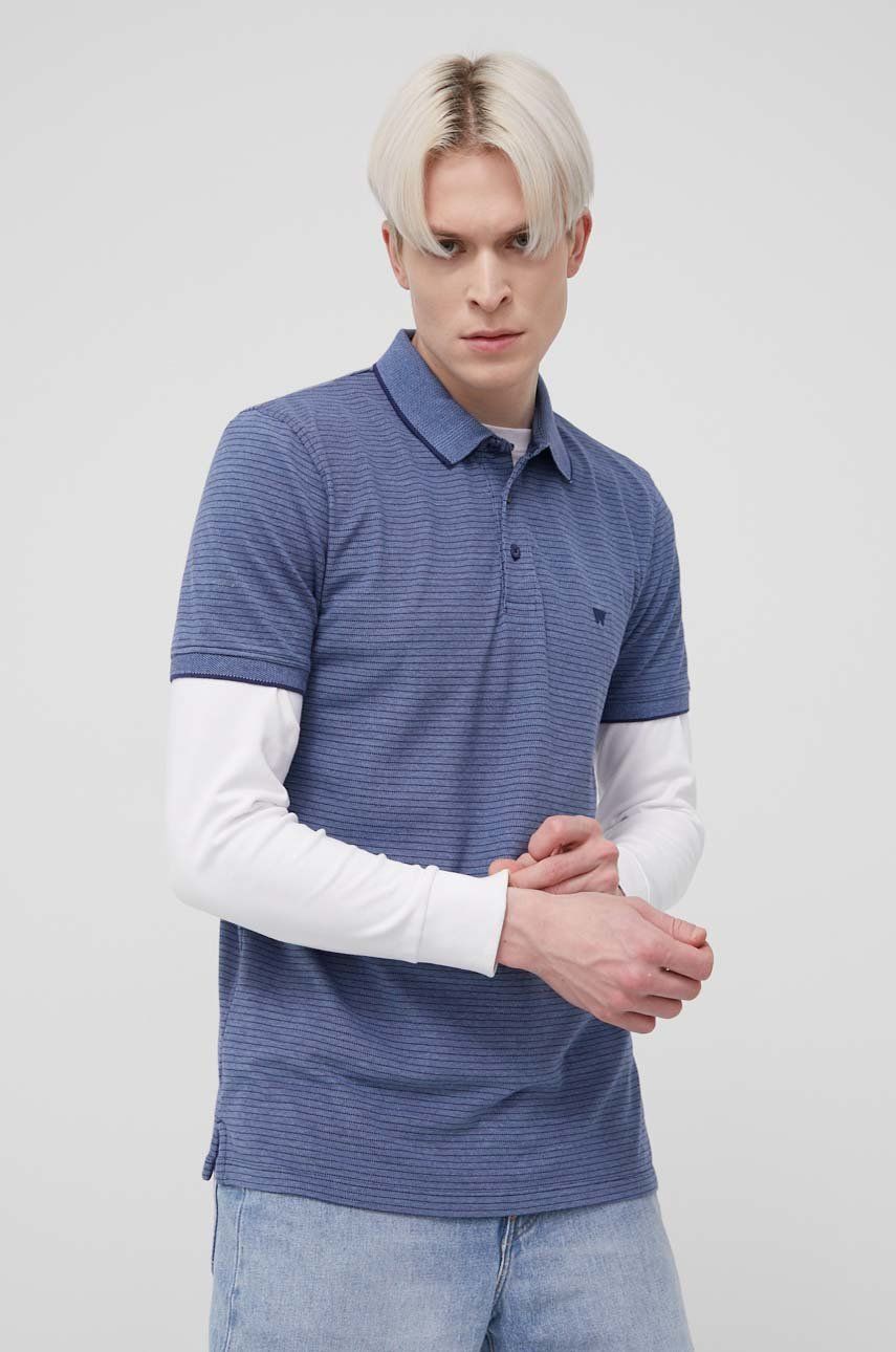 Polo tričko Wrangler pánský, vzorovaný - modrá -  95% Bavlna