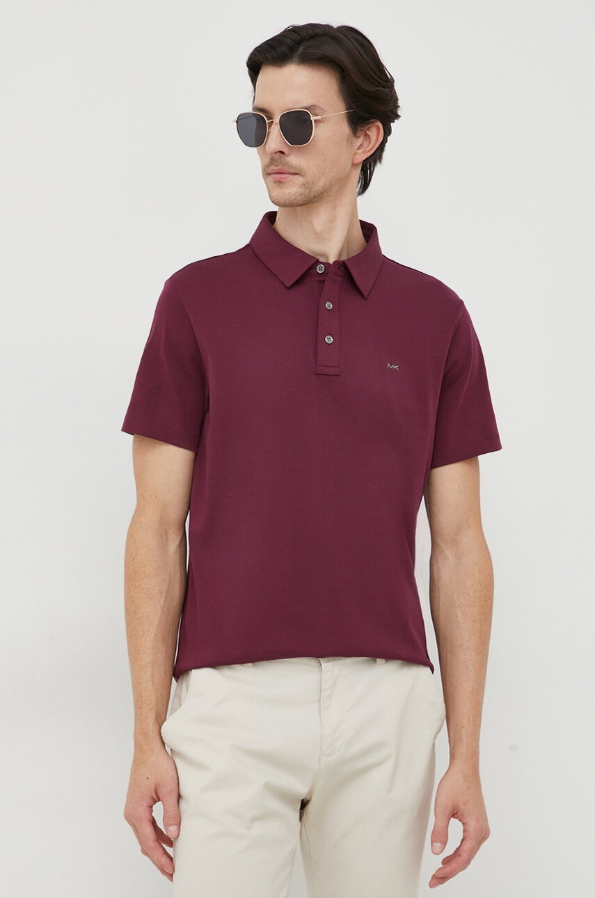 Michael Kors polo de bumbac culoarea bordo, melanj