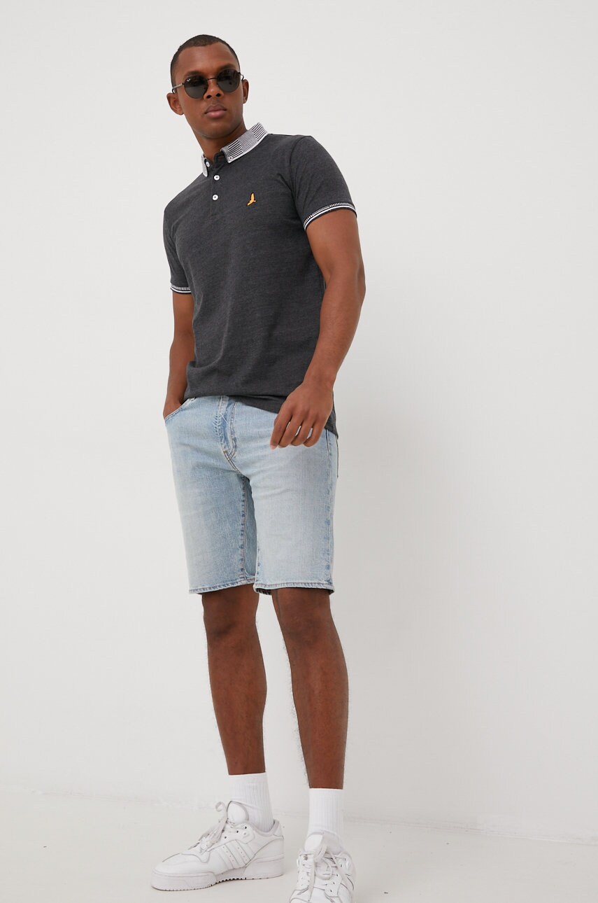 Brave soul tricou polo barbati, culoarea gri, neted