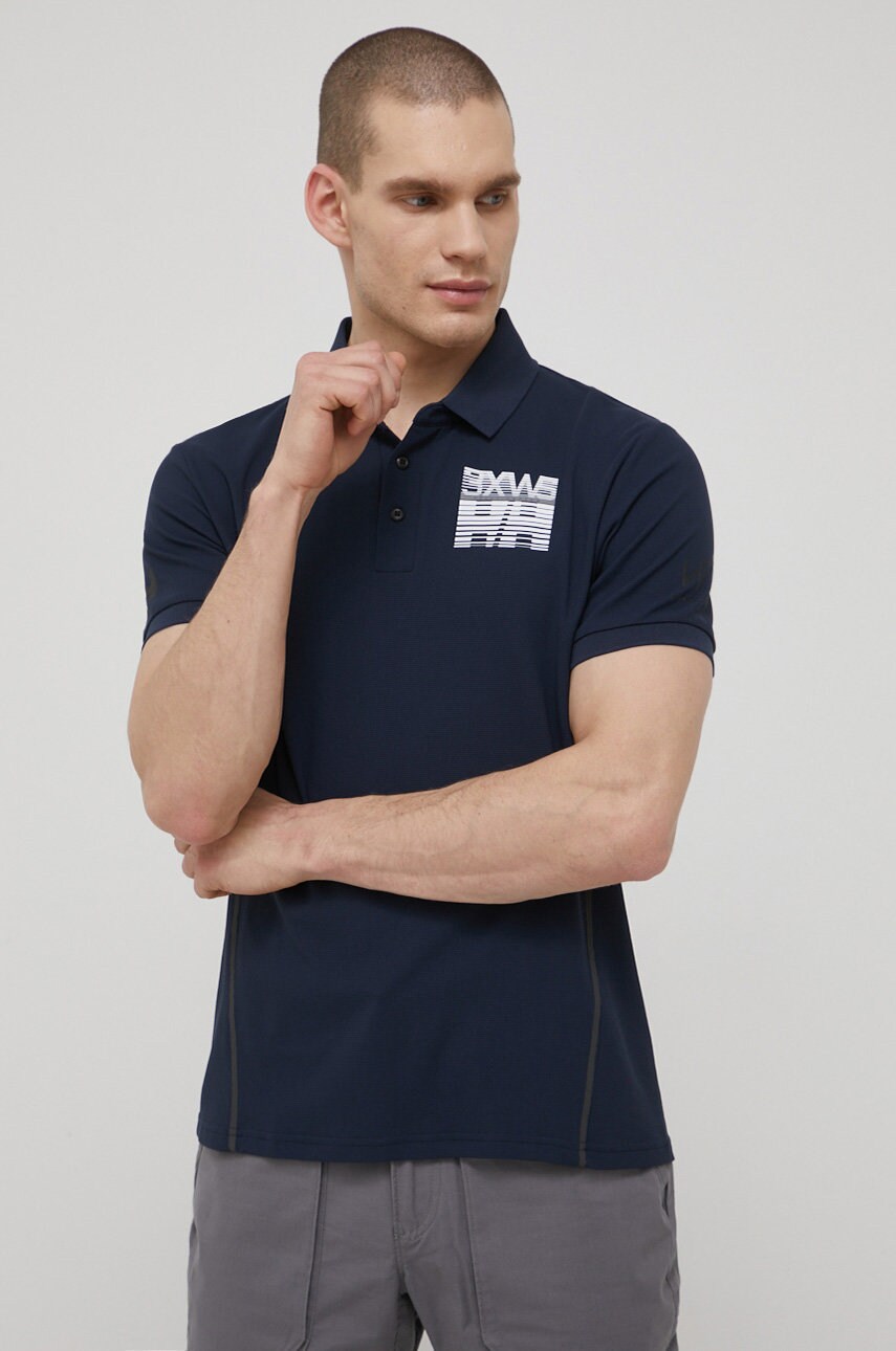 Helly Hansen tricou polo barbati, culoarea albastru marin, cu imprimeu