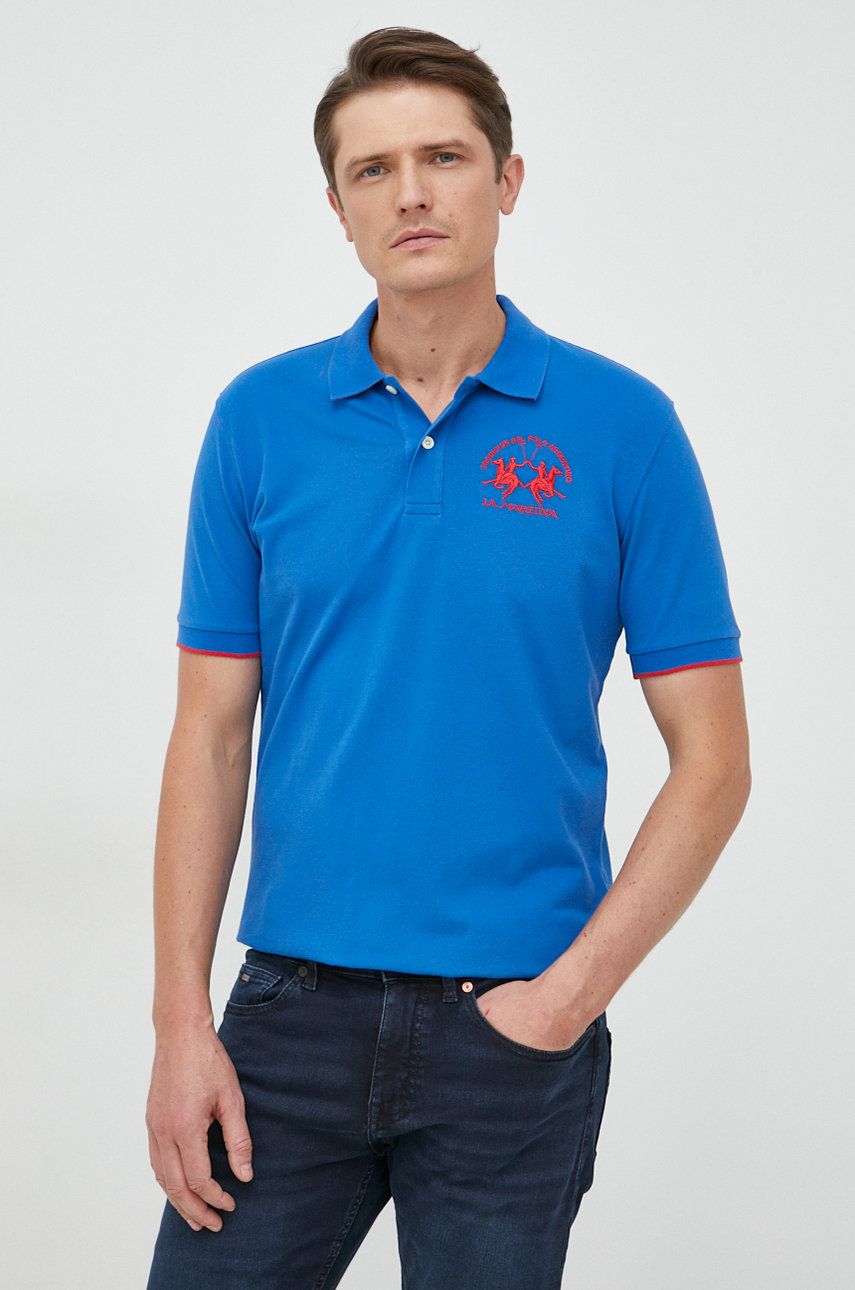Polo tričko La Martina $nzKodProduktu $nzKolor, $nzWzor - modrá