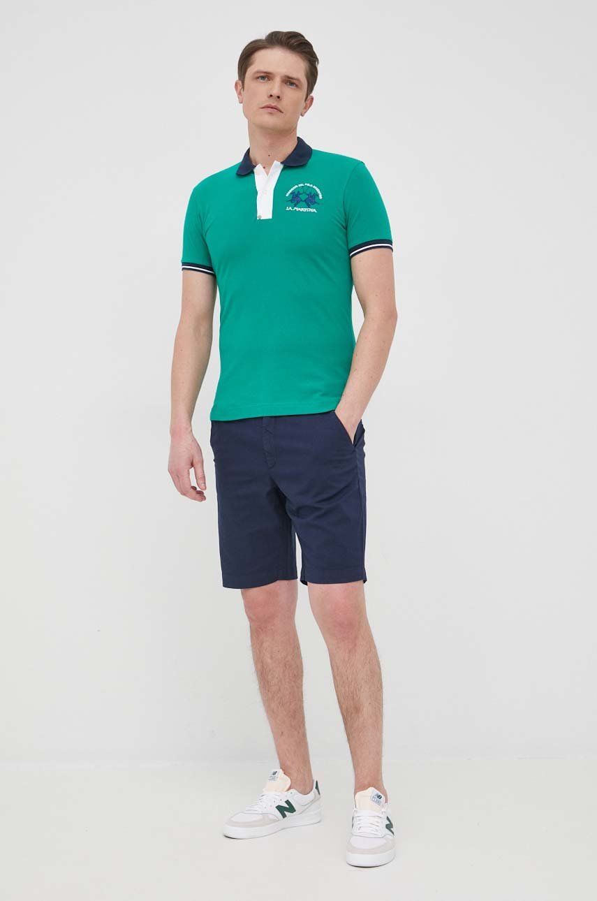 La Martina tricou polo barbati, culoarea verde, cu imprimeu 2023 ❤️ Pret Super answear imagine noua 2022