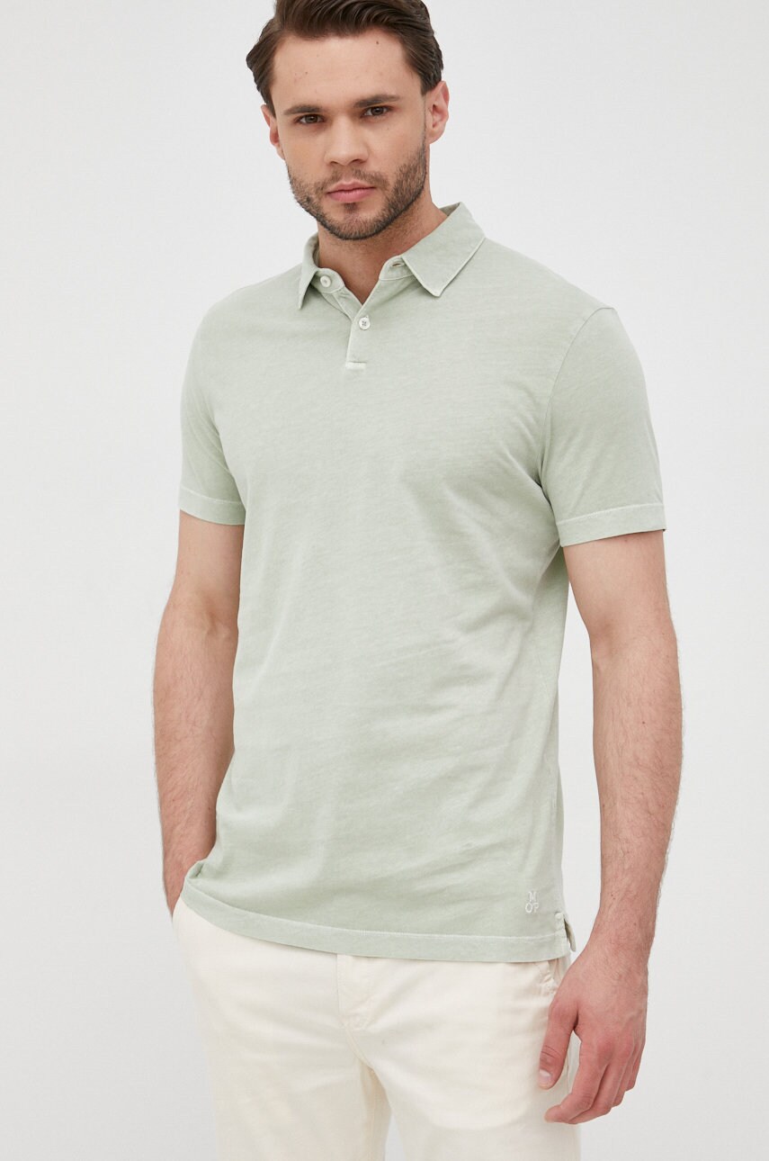 Marc o'polo polo de bumbac culoarea verde, neted
