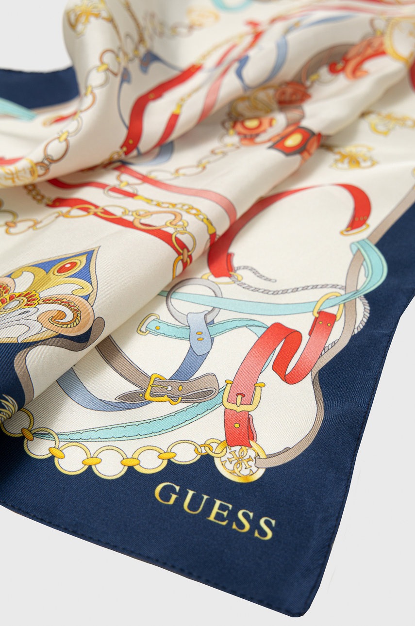 

Шелковый платок на шею Guess цвет синий узор
