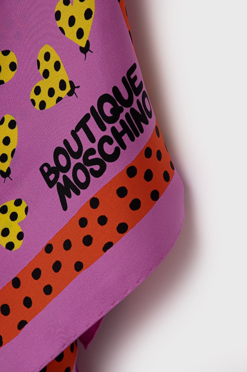 

Шовкова хустка на шию Moschino колір рожевий візерунок