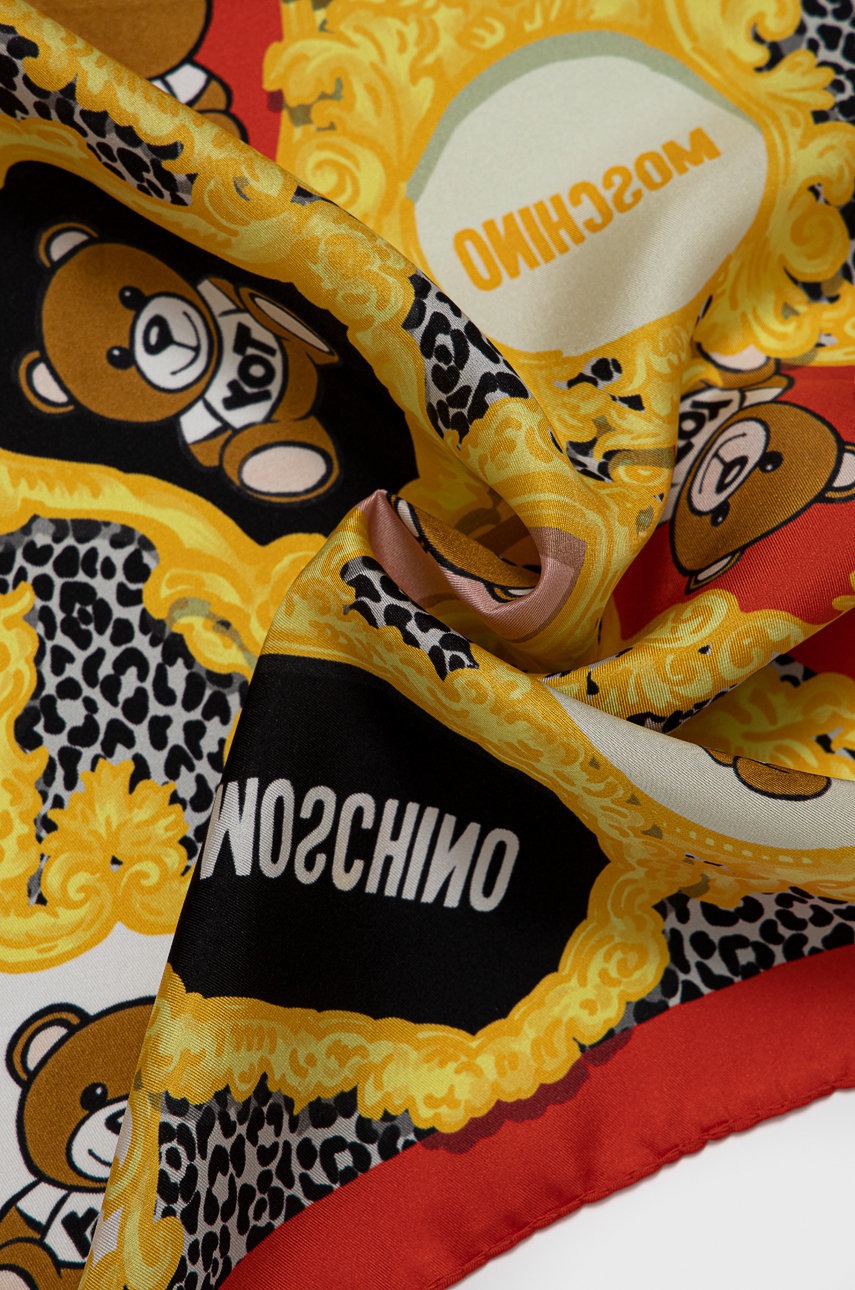 

Шелковый платок Moschino цвет красный с узором