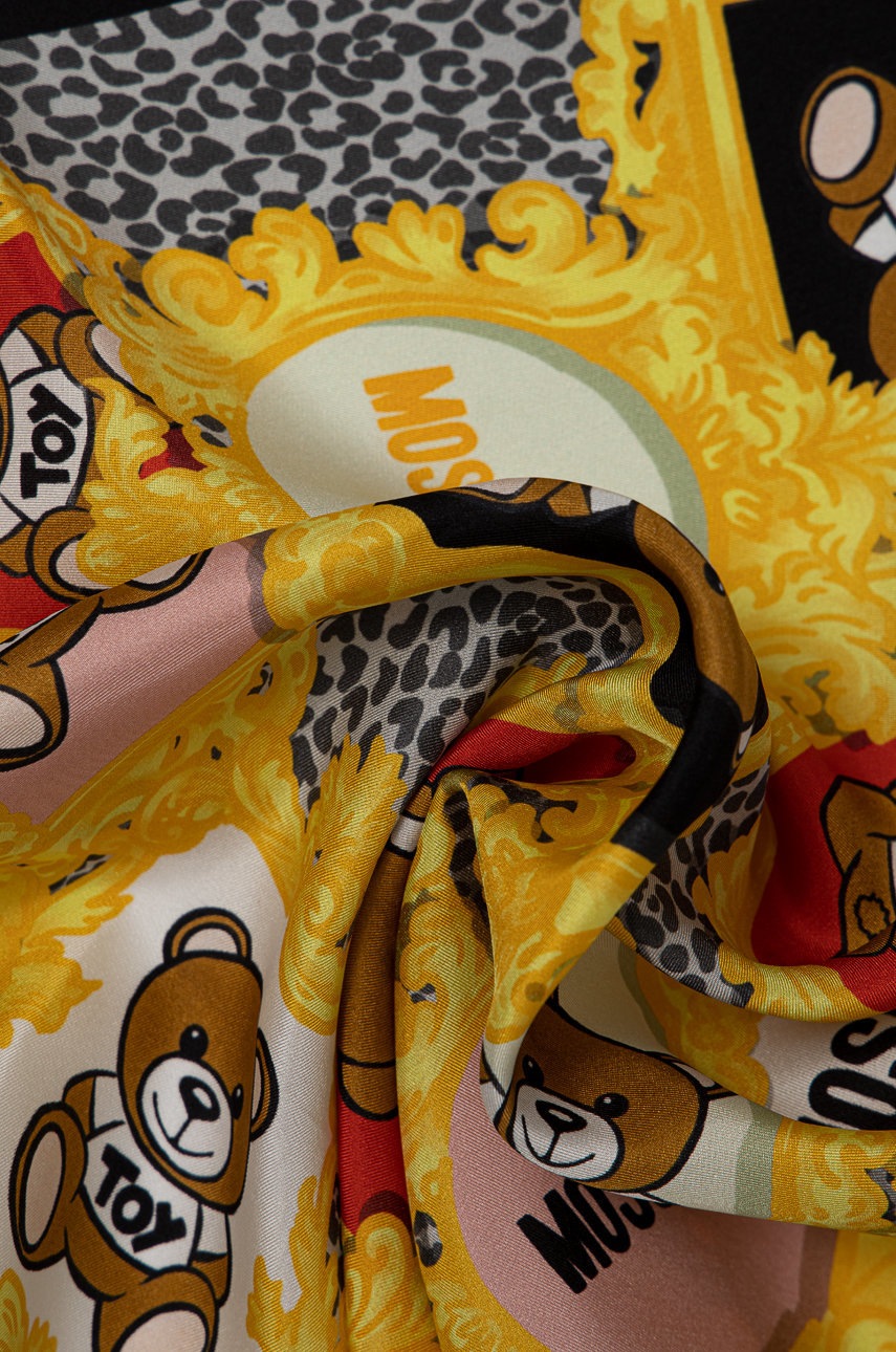 

Шовкова хустка Moschino колір чорний візерунок