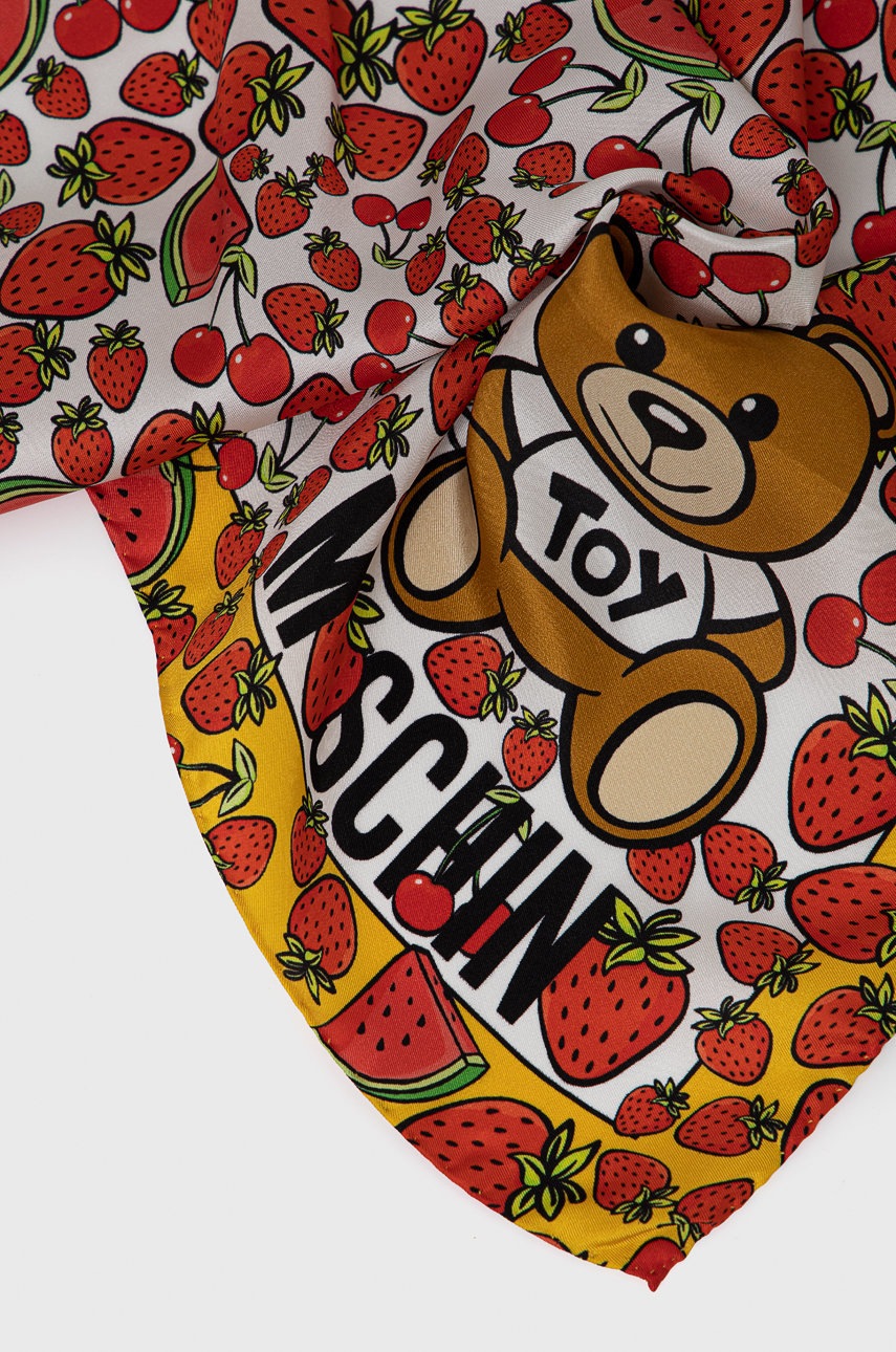 

Шовкова хустка Moschino колір червоний візерунок