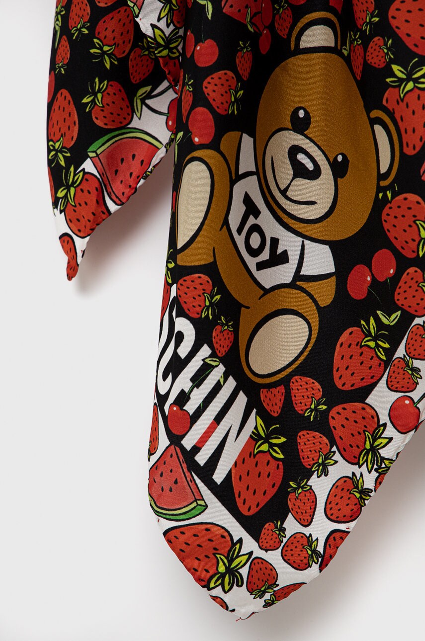 

Шелковый платок Moschino цвет чёрный с узором