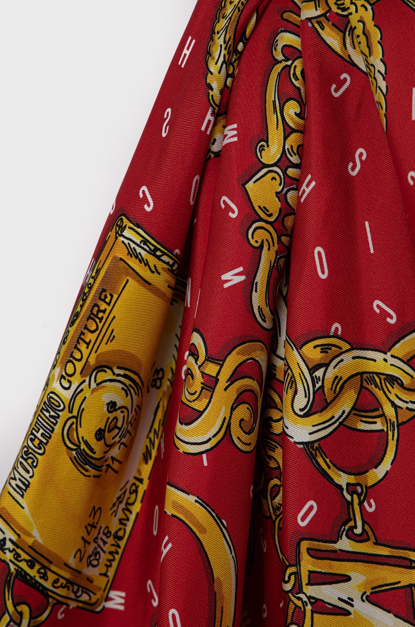 

Шовкова хустка Moschino колір червоний візерунок