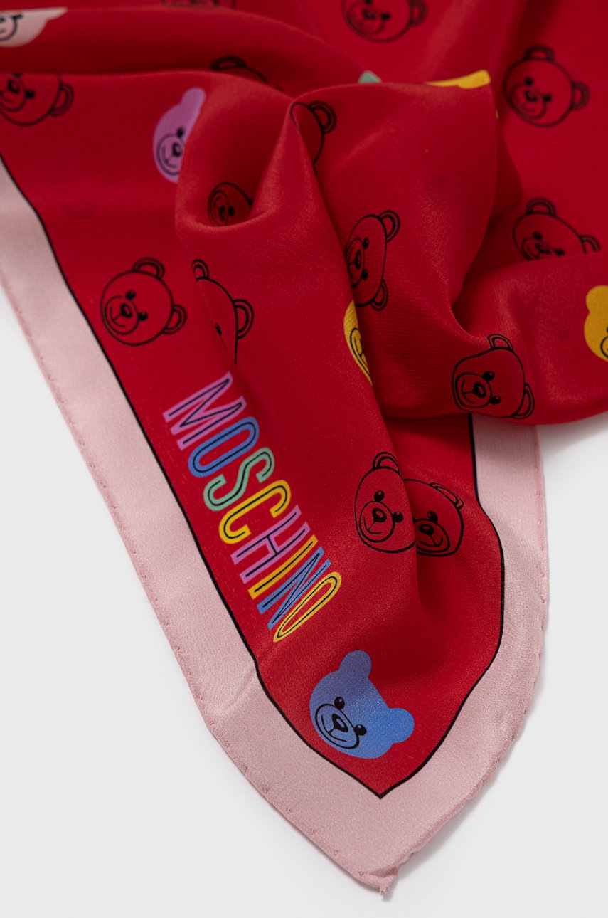 

Шовкова хустка на шию Moschino колір червоний візерунок