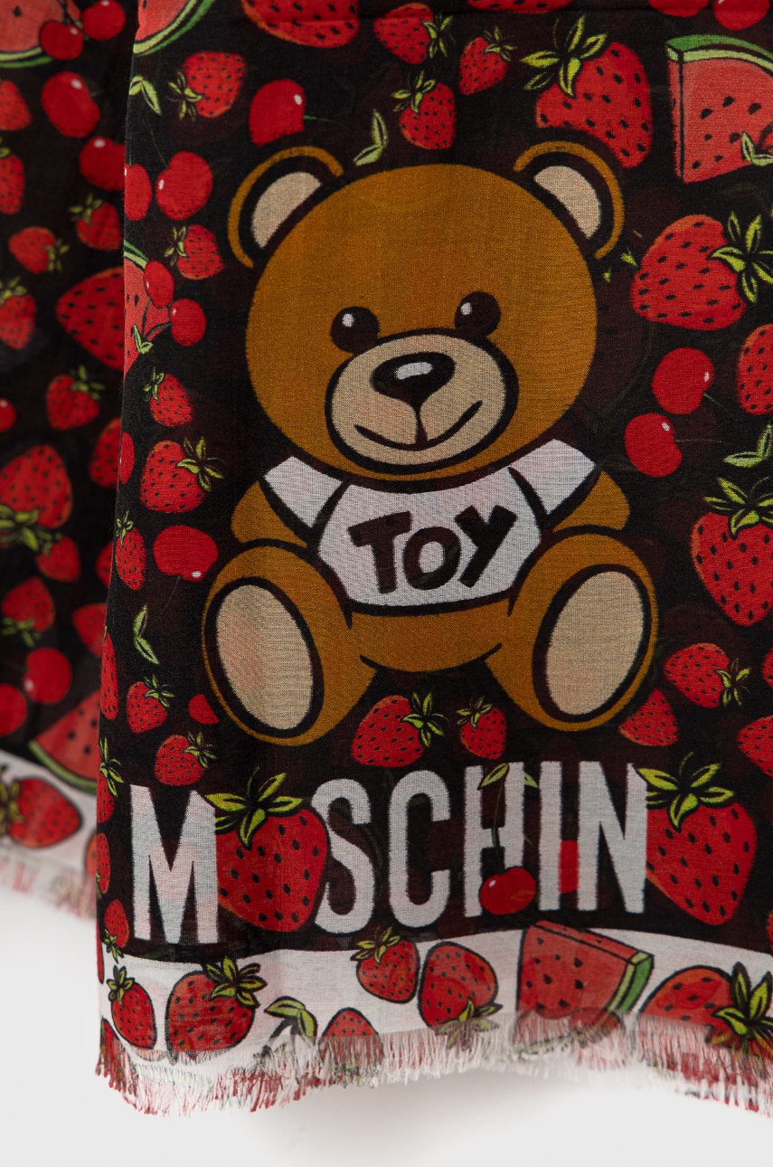 

Шарф з домішкою шовку Moschino колір чорний візерунок