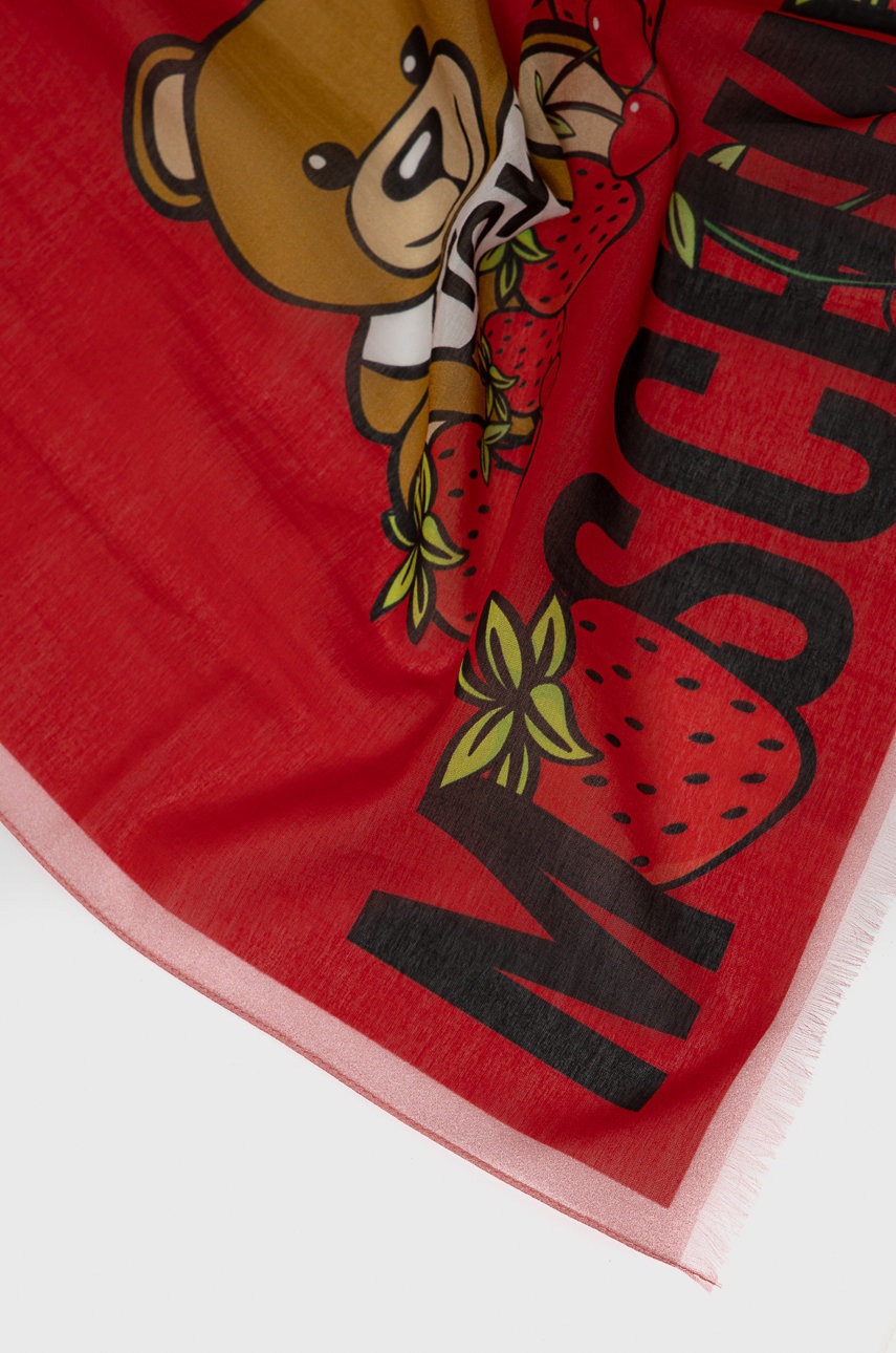 

Шарф з домішкою шовку Moschino колір червоний візерунок