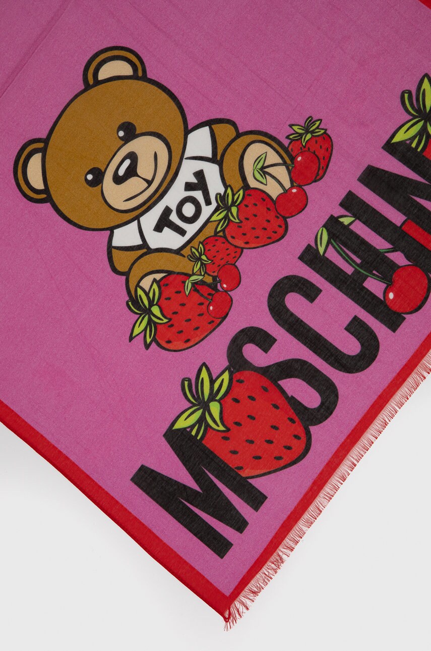 

Шарф з домішкою шовку Moschino колір рожевий візерунок