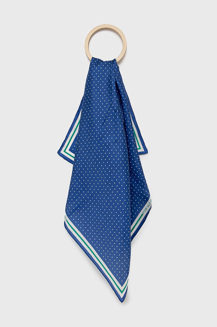

Копринено шалче Lauren Ralph Lauren с десен, Син