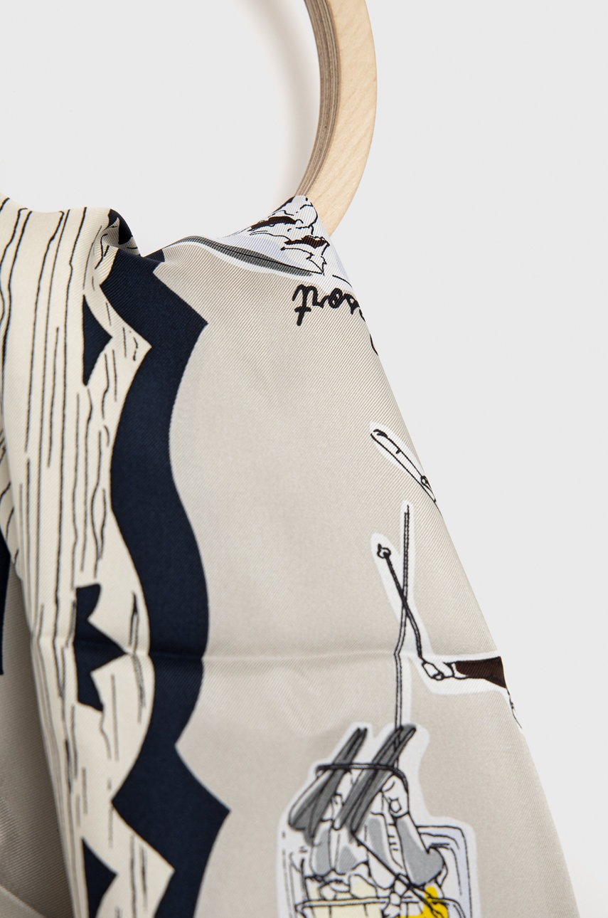 

Шовкова хустка Tory Burch колір сірий візерунок