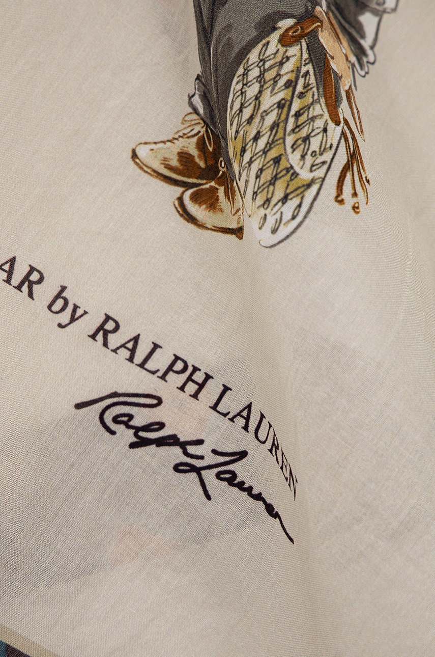 

Бавовняна хустка на шию Polo Ralph Lauren колір бежевий візерунок