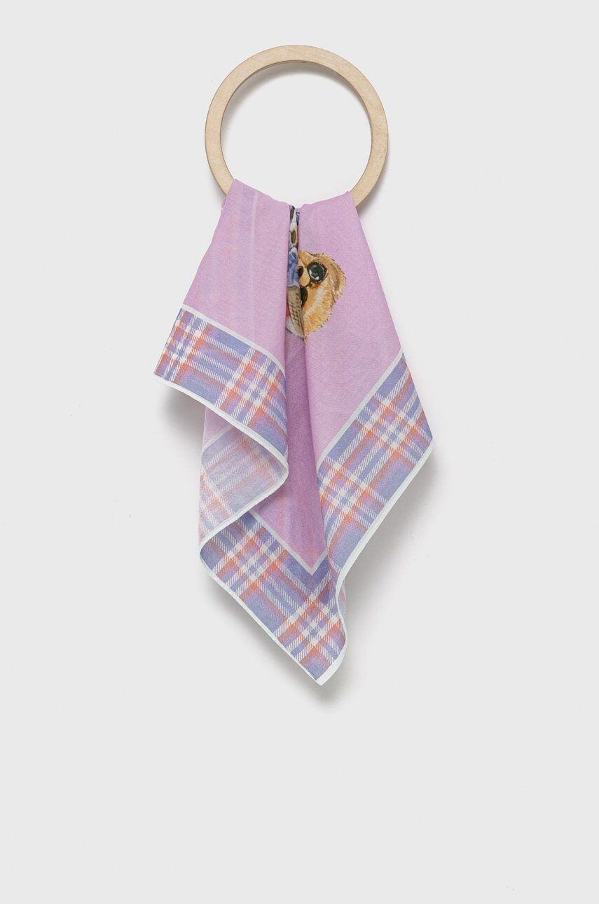 

Бавовняна хустка на шию Polo Ralph Lauren колір рожевий візерунок