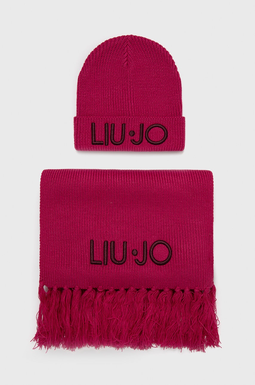 

Шапка и шал Liu Jo в розово, Розов