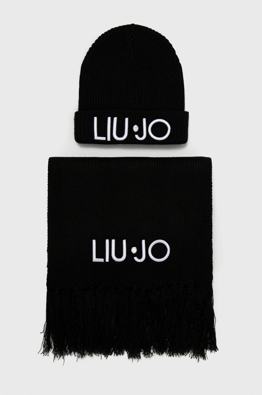 

Шапка и шал Liu Jo в черно, Черен