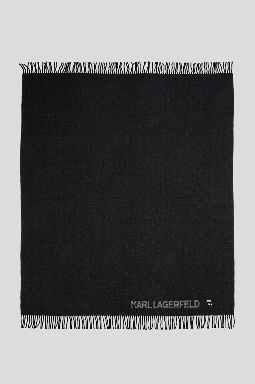 Karl Lagerfeld esarfa cu un amestec de casmir culoarea negru, melanj accesorii imagine noua gjx.ro