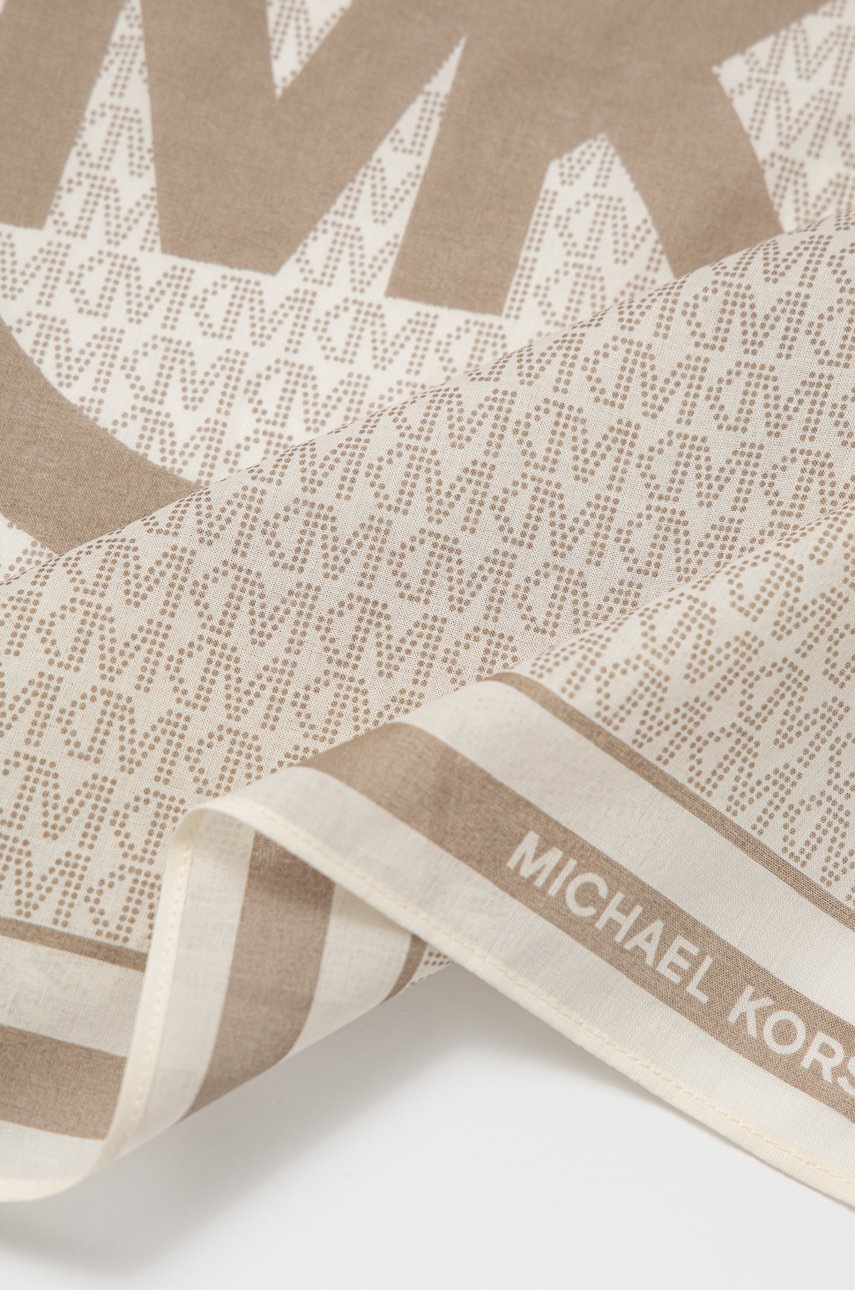 

Бавовняна хустка на шию MICHAEL Michael Kors колір бежевий візерунок
