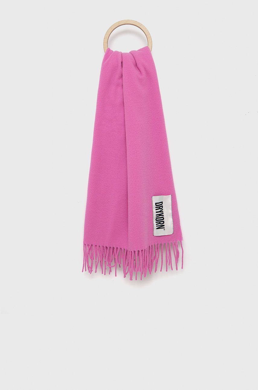Drykorn Eșarfă de lână Gaze culoarea roz, material neted answear.ro
