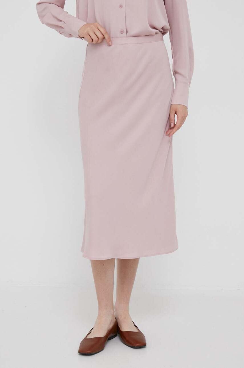Levně Sukně Calvin Klein růžová barva, midi, áčková