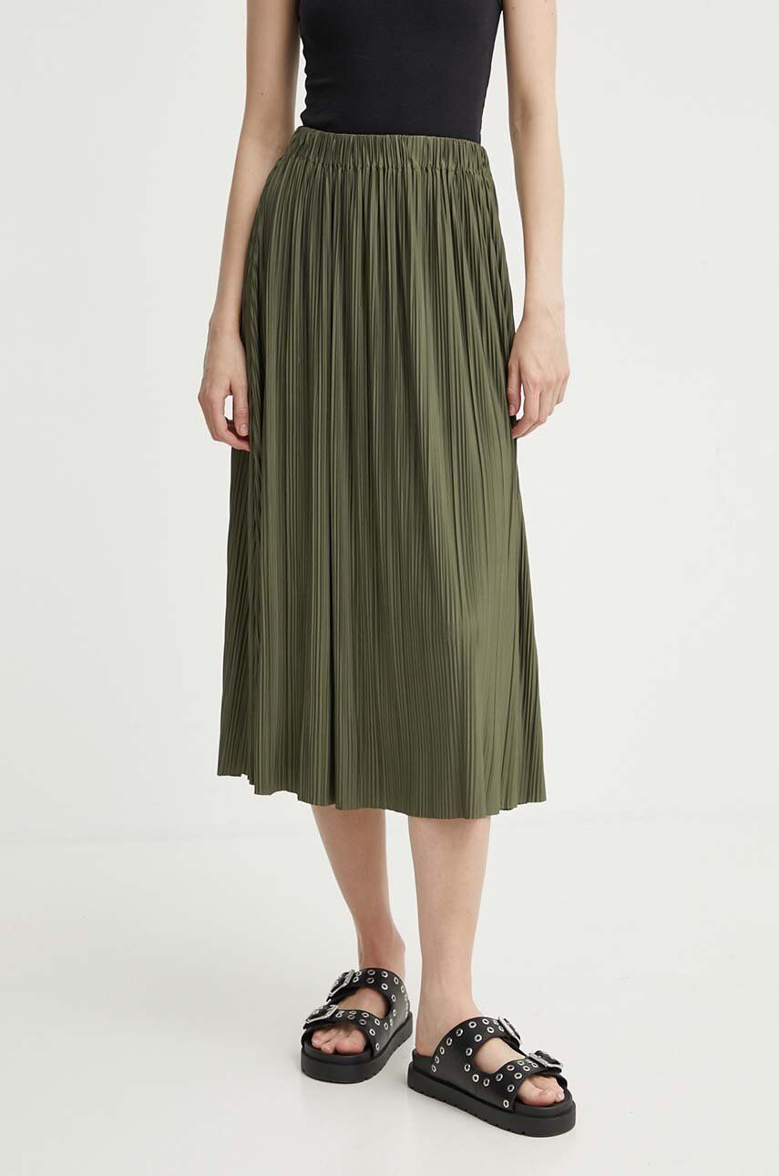 Samsoe Samsoe fusta culoarea verde, midi, evazati Samsoe Samsoe fusta culoarea verde, midi, evazati