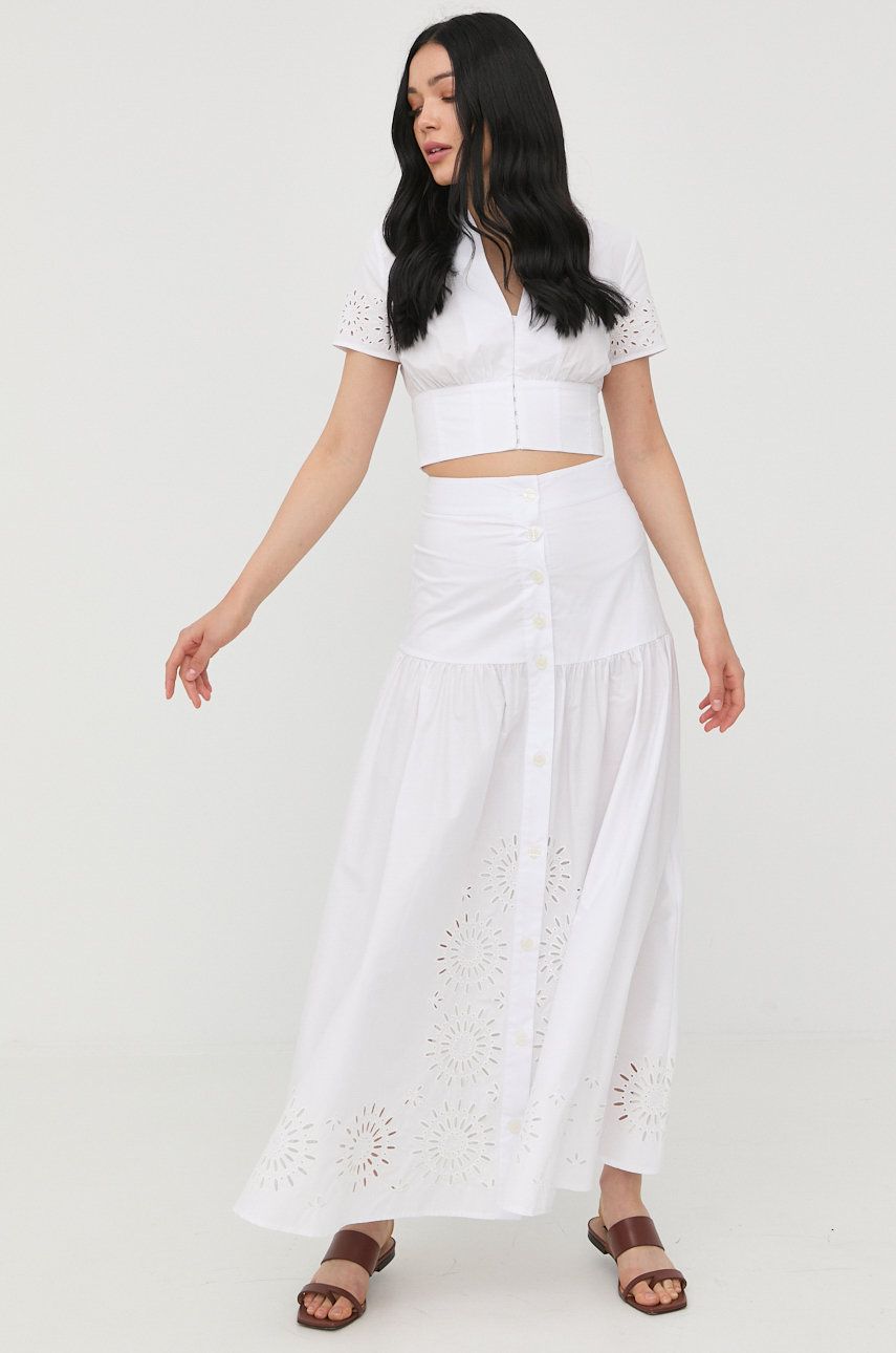 Marciano Guess spódnica bawełniana kolor biały maxi rozkloszowana