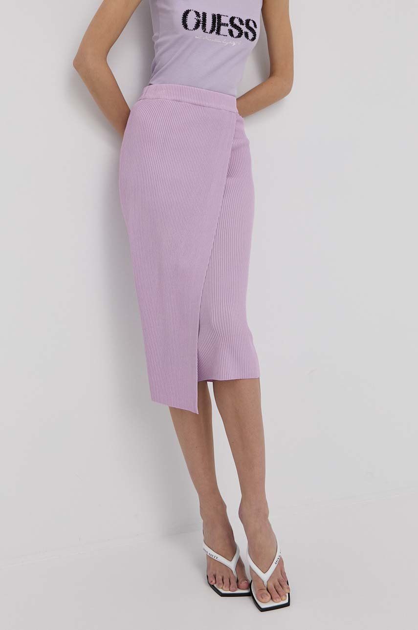 Guess spódnica kolor fioletowy midi ołówkowa