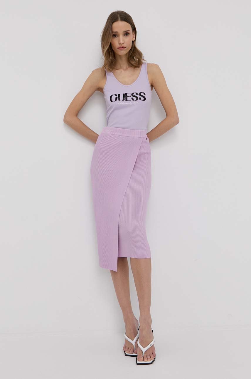 

Спідниця Guess колір фіолетовий midi олівець