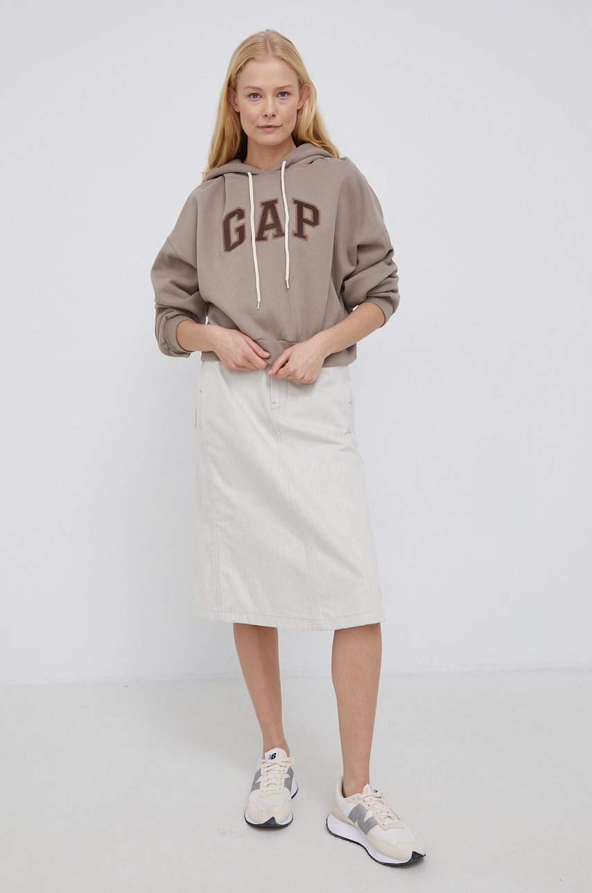 

Джинсова спідниця G-Star Raw колір бежевий midi пряма