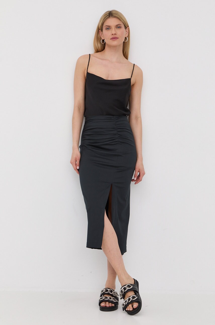 Marella fusta culoarea negru, midi, drept