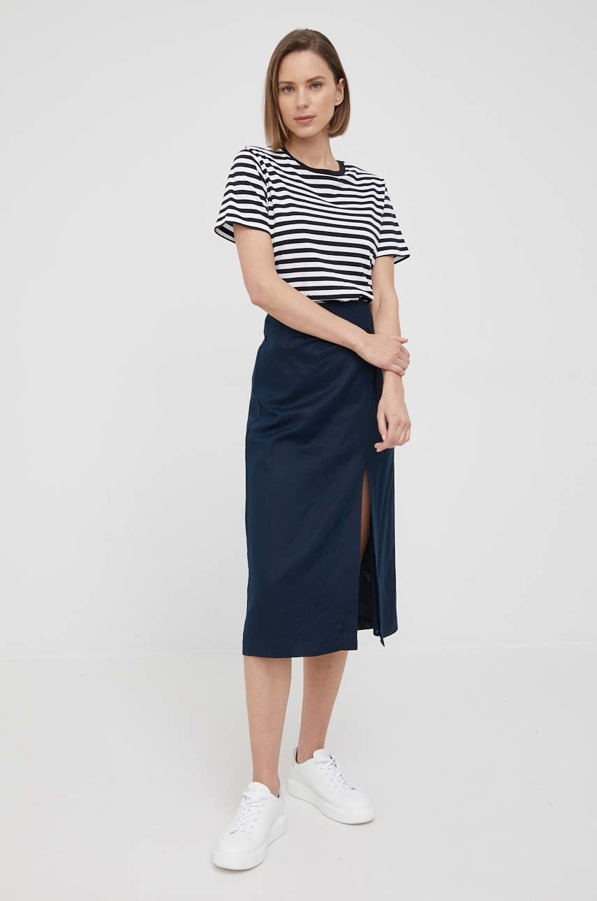 

Льняна спідниця Scotch & Soda колір синій midi пряма