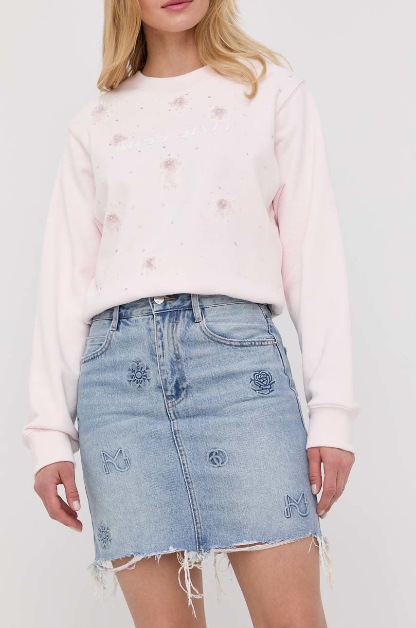 Miss Sixty spódnica jeansowa kolor fioletowy mini prosta