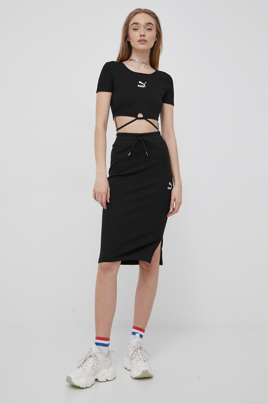 

Юбка Puma 533508 цвет чёрный midi прямая