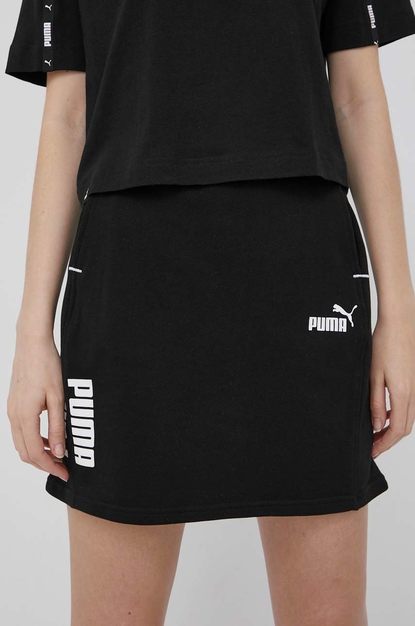 Puma fusta culoarea negru, mini, evazati