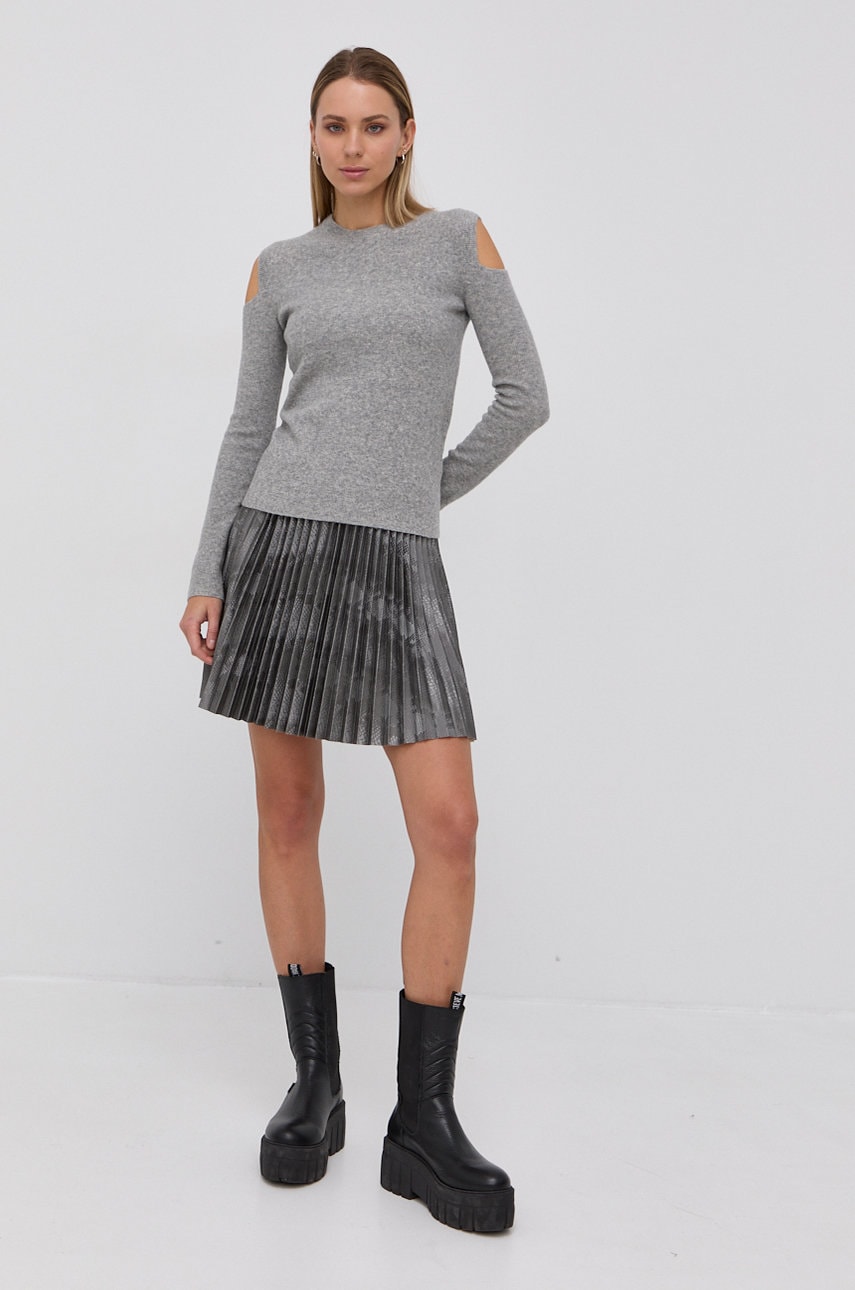 

Юбка AllSaints цвет серебрянный mini расклешённая