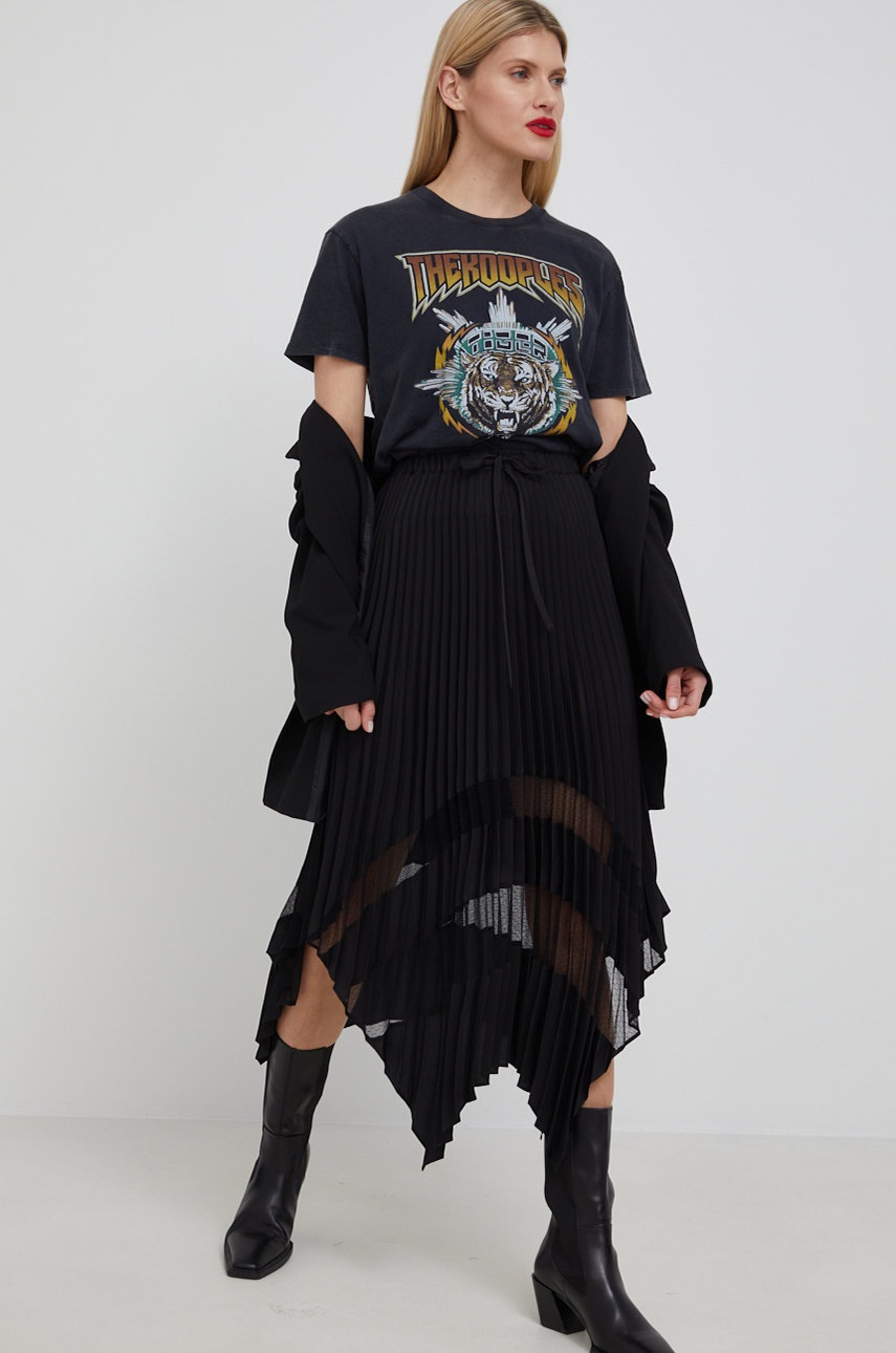 

Спідниця The Kooples колір чорний midi розкльошена