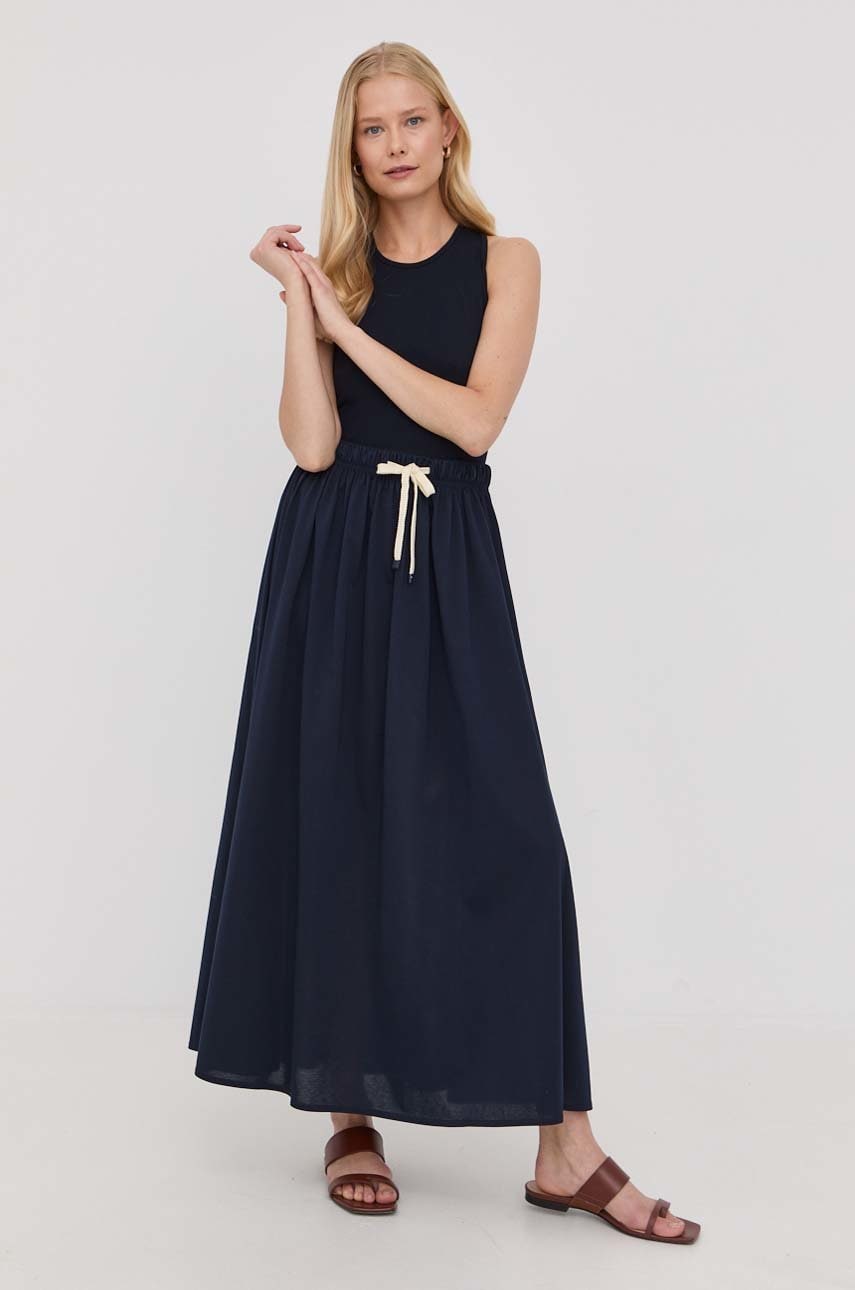Max mara leisure fusta culoarea albastru marin, maxi, evazati