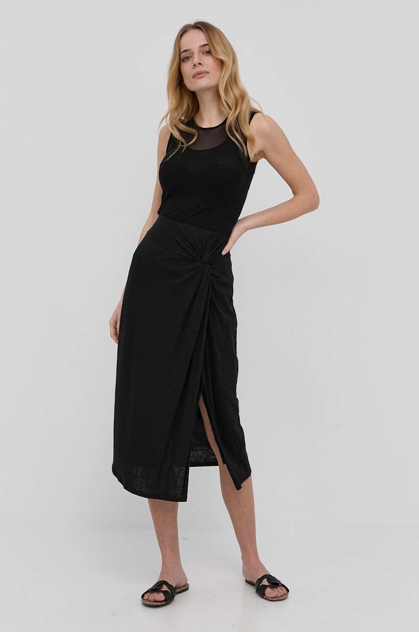 

Льняная юбка Max Mara Leisure цвет чёрный midi прямая